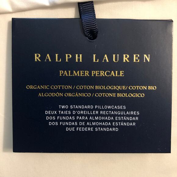 Ralph Lauren Palmer Organic Cotton Percale 2 Standard Pillowcases Sand Dune New - Picture 3 of 9